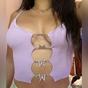 y2k butterfly chain top, perfect for festivals